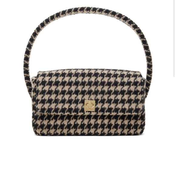 Anine Bing Black and Cream Houndstooth Shoulder Bag